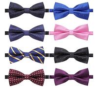 AUSKY Lot de 8 nœuds papillon pré-noués élégants et réglables pour homme (disponible par 1, 4, 5, 6 et 8 au choix)