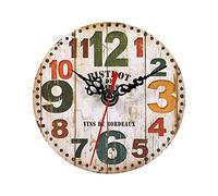 Ausla 12cm Horloge Murale Rétro Rustique Horloges à Piles, Décoratif en Bois Facile à Lire pour Cuisine Chambre Salon(#3)