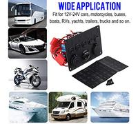 Ausla 5 Gang à Bascule Switch Panneau Double Voltmètre USB 12V-24V avec Lumière de Travail à LED pour Cartouche Marine Truck RV (lumière verte)