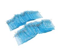 Ausla 50 Sacs en Maille à Cordon, Joli Sacles de Bonbons de Mariage en Vrac avec des Liens en Satin pour Petits Cadeaux, Maillage Transparent Idéal pour un Emballage Exquis (bleu clair)