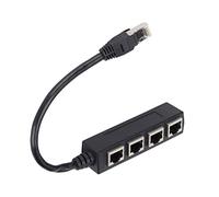 Ausla Adaptateur Répartiteur RJ45, Transmission Fluide 1 à 4 Ports, Excellente Connexion, Adaptateur de Câble Réseau, Câble Réseau CAT7 Noir