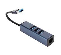 Ausla Adaptateur USB vers Ethernet, Alliage d'aluminium avec 1 Port Ethernet RJ45 100 Mbps et 3 Ports USB 3.0 Hub pour Ordinateur Portable et de Bureau