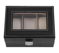 Ausla Boîte de Montre en Cuir PU à 3 Fentes, Boîtier avec Fenêtre en Verre, Organisateur de Rangement de Bijoux élégant pour Montres et Bracelets