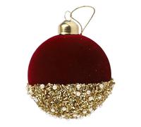 Ausla Boule de Noël en Velours floqué, Ornements en Verre Rouge Mat avec Bordure Dorée pour Décoration de Vacances, Parfait pour Les Arrangements d'arbres et de Pièces Maîtresses