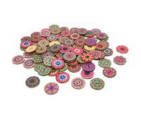 Ausla Boutons en Bois Composites, Taille 25mm, Motifs Aléatoires, pour Bricolage, Couture et Projets de Comptage pour Enfants, 100 Pièces