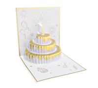 Ausla Carte d'anniversaire Carte de Voeux d'anniversaire 3D avec Papier Lumineux et Musical LED 15 X 15 Cm Conception de Feu 'artifice de Gâteau Pop-up avec Enveloppe pour Fête 'anniversaire