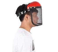 Ausla Casque de sécurité pour Tronçonneuse, Visière en d'acier ABS, Casque de Protection Réglable 28 X 30 Cm pour Travaux Forestiers avec écran Facial Complet pour Jardiniers, Bûcherons, (Rouge)