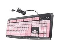 Ausla Clavier Silencieux, Membrane Mécanique, Filaire USB, 104 Touches, Support Réglable, Clavier Ergonomique pour Ordinateur Portable, Maison, Bureau, Jeu (Noir Rose)