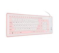 Ausla Clavier USB Pliable Filaire, Clavier Silencieux en Silicone Souple étanche avec 103 Touches pour PC Portable, Enroulable pour L'école et Les Voyages (Pink)