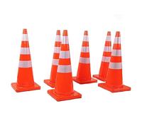 Ausla Cônes de Signalisation Cônes de Route Réfléchissants en PVC, Lot de 6, Base pour Parkings, Formation des Conducteurs, Camping et Espaces Publics, Rouge Vif avec Collier Réfléchissant (36in /