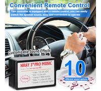 Ausla Contrôleur de Klaxon de Voiture, unité de Contrôle Sonore Personnalisable avec Télécommande, 8 Effets Sonores, 12-24 V pour Voitures Camions Bateaux (10 sons)