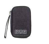 Ausla Data Cable Storage Bag, 300D Material for Power Bank Charger (Black) | Pochette de rangement de cordon, tissu 300D, protection contre les rayures pour gadgets, disposition interne à 3 zones,