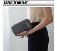 Ausla Data Cable Storage Bag, 300D Material for Power Bank Charger (Gris | Pochette de rangement de cordon, tissu 300D, protection contre les rayures pour gadgets, disposition interne à 3 zones,