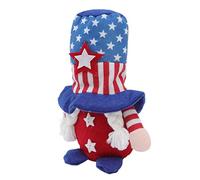 Ausla Décoration de Lutin Patriote du 4 Juillet, Flanelle Faite Main | Ornement de poupée en peluche sans visage, conception debout, Accent rouge blanc bleu du jour de l\'indépendance, pièce