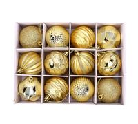 Ausla Décorations de Boules d'arbre de Noël 12 PCS 6 Cm Incassables (Gold)