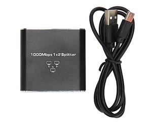 Ausla Diviseur Ethernet 1 vers 2 1000Mbps, Boîtier en Alliage D'Aluminium pour Ordinateurs, Routeurs, IPTV, Caméras, Commutateurs