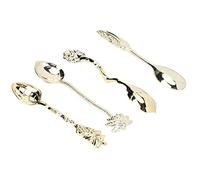 Ausla Ensemble de 4 Cuillères à Dessert Vintage, Cuillères à café en Alliage avec Glands, Mûres, Cocotier, Raisin, pour la Maison, Bar, café, Fête, à thé Légères et Réutilisables pour la Glace (GOLD)