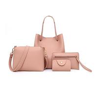 Ausla Ensemble de 4 Sacs à Main pour Femmes, Sacs à Main Tendance, Portefeuille, Fourre-Tout, Sac à Bandoulière, Poignée Supérieure, Ensemble de Bourse (Pink)