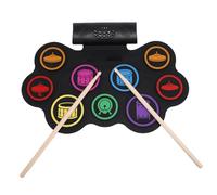 Ausla Ensemble de Batterie électronique, Kit de Tambour Portable en Silicone avec Bluetooth, Ensemble d'entraînement à 9 Pads Enroulables avec Bâtons et Pédale, Batterie Intégrée de 1000 MAh pour les