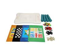 Ausla Ensemble de Jeu de société 8 en 1, Table de Jeu Portable en Plastique avec Plateaux Double Face, échecs et Dames, Jeux éducatifs de Voyage en Famille pour Enfants à Partir de 3 Ans