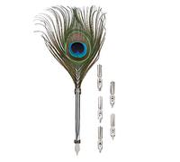 Ausla Ensemble de Stylos Plume Vintage en Alliage de Zinc et Stylo de Calligraphie Plume Coffret Cadeau avec 5 Plumes de Rechange 24 Cm Décoration de Bureau Rétro pour l'écriture des étudiants en (1)