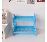 Ausla Étagère de Bureau à 2 Niveaux, Support de Rangement en ABS à Deux Niveaux avec Garde-Corps Latéraux et Conception Pliable, Organisateur Léger pour Cosmétiques, Papeterie, Comptoir de Cuisine,