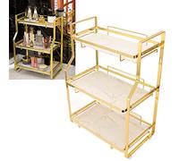 Ausla Étagère de Salle de Bain Murale Organisateur avec Finition Blanche et Or pour Cosmétiques Produits de Toilette (3 Niveaux)