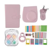 Ausla Étui à Caméra en Cuir PU, Sangle Réglable, Kit de Photographie Complet avec Album et Filtres pour Mini-caméra Instantanée (Rosâtre Clair)