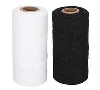 Ausla Fil de Machine à Broder, Fil de Chaîne de Coton 8/4, 250 Mètres, 2 Pack en Noir et blan c