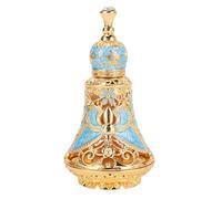 Ausla Flacon à Parfum, Flacon Décoratif Rechargeable D'huile Essentielle Style Vintage Oriental pour la Décoration de Salon ou Chambre (Bleu Clair Or)