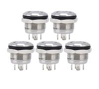 Ausla Interrupteur à Bouton, Interrupteur à Bouton-poussoir en Acier Inoxydable 12 Mm avec LED à Dessus Plat, Micro-course à Réinitialisation Automatique pour Voiture, Camion, Bateau, Sonnette de