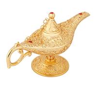 Ausla Lampe Aladin, Décoration Vintage Élégante en Métal Doré - Génie Magique Lampe de Table Idéale pour Maison et Soirées à Thème Arabe 21x11cm