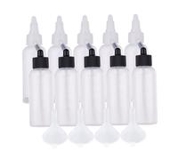 Ausla Lot de 10 Bouteilles de Peinture pour Aérographe en PP avec Alimentation par Siphon, 65 Ml, avec Couvercle Adaptateur, Bille en Acier et 4 Entonnoirs pour Peinture de Loisirs, Mélange et (PP