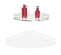 Ausla Lot de 2 étagères D’Angle Flottantes en Acrylique, étagère de Salle de Bain Murale sans Perçage, Adhésif à Forte capacité de Charge pour Le Rangement et L’Organisation de la (Transparente)