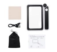 Ausla Loupe à Main avec Lumières LED, Loupe de Lecture 4X avec Poignée Ergonomique Pliable, 10 LED 3 Niveaux de luminosité, Lentille Rectangulaire pour Personnes âgées et Basse (Noir et Blanc)