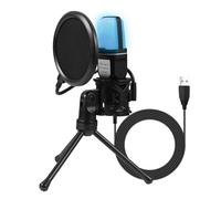 Ausla Microphone USB Condensateur RGB, Filtre Anti-Pop Antichoc | Configuration Plug-and-Play, éclairage dégradé RVB, prise de vue omnidirectionnelle 16 kHz, jeux sur ordinateur, flux de