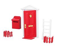 Ausla Mini Ensemble de Portes en Bois, Détails Vifs Couleur Saturée, 1:12 Dollhouse Miniature Porte pour la Fée Dentaire avec Un Design Mignon et Unique (Rouge)