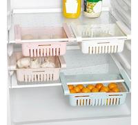 Ausla Organisateur de Tiroir de Réfrigérateur, PP, Boîte de Rangement de Collations Efficace avec Conception Rétractable, Gain de Place pour Organiser les Fruits et Plus Encore (bleu clair