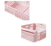 Ausla Organisateur de Tiroir de Réfrigérateur, PP, Boîte de Rangement de Collations Efficace avec Conception Rétractable, Gain de Place pour Organiser les Fruits et Plus Encore (PINK 20,5*16,4*7,6)