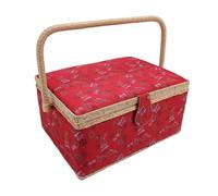 Ausla Panier à Couture, Grande Boîte à Couture Vintage avec Poignée, Plateau Amovible et Coussin à Aiguilles Interne, 30,9 X 22,5 X 15 Cm