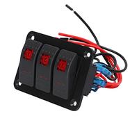 Ausla Panneau de Commutation à 3 Gangs PP en Aluminium, Panneau de Commutation DC12V 24V IP65 LED Rouge étanche pour Voiture Bateau RV Camion Commandes Barre Lumineuse Phare Feu Arrière