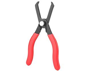 Ausla Pince de Retrait de Goupille Poussoir, Outil de Retrait de Clip coudé en Acier, Finition Rouge Noir, pour le d'ancrage de Retenue de Fixation de Garniture de Panneau de Carrosserie de Voiture,