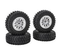 Ausla Pneus de Voiture RC, Roue de Camion Télécommandée en Caoutchouc avec Traction Améliorée pour MN82 LC79 Tout Terrain Amusant (Silver)