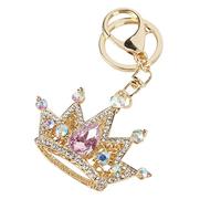Ausla Porte-clés en Cristal avec Pendentif Couronne, Couronne Porte ccessoire Brillant pour Sac et Téléphone, Style Bling pour Clé, Sac, Téléphone (Rose)