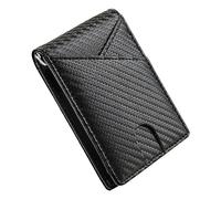 Ausla Portefeuille en Cuir PU texturé en Fiber de Carbone, Porte-Cartes à Ouverture du Pouce avec Pince à Billets pour Voyage d'affaires, Travail de Bureau, Shopping (Taille Unique)