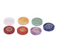 Ausla Pyramide de Pierres des 7 Chakras, Pierres Naturelles Gravées pour Méditation équilibre des Chakras 30 X 5 Mm for Décoration Spirituelle et Méditation