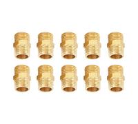 Ausla Raccord de Mamelon Hexagonal en Laiton, Adaptateur Rapide, Construction en Laiton Durable, Idéal pour les Connexions de Tuyaux d'eau à Carburant à Air, Filetage 1/4 Bsp, Ensemble de 10 Pc