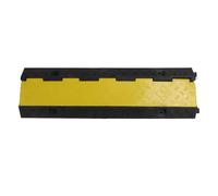 Ausla Rampe de Protection de Câble en Caoutchouc et Plastique, Couvercle de Cordon d'allée, 1 Mètre, 3 Canaux, Rabattable, Profil Bas, Jaune, pour Intérieur et Extérieur, Chariot Piéton et Gestion