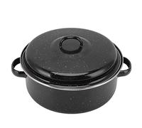 Ausla Rôtissoire avec Couvercle, Rôtissoire Ronde Non émaillée pour la Cuisson de la Viande au Barbecue avec Répartition Uniforme de la Chaleur pour les Chefs à Domicile et les Barbecues (Couvercle