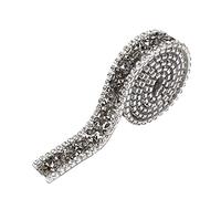 Ausla Ruban Cristal Sparkle, Ruban Décoratif Brillant en Cristal, 15 mm x 1 Yard, pour Collier, Clip Cheveux et Sangle Vêtements, Gris